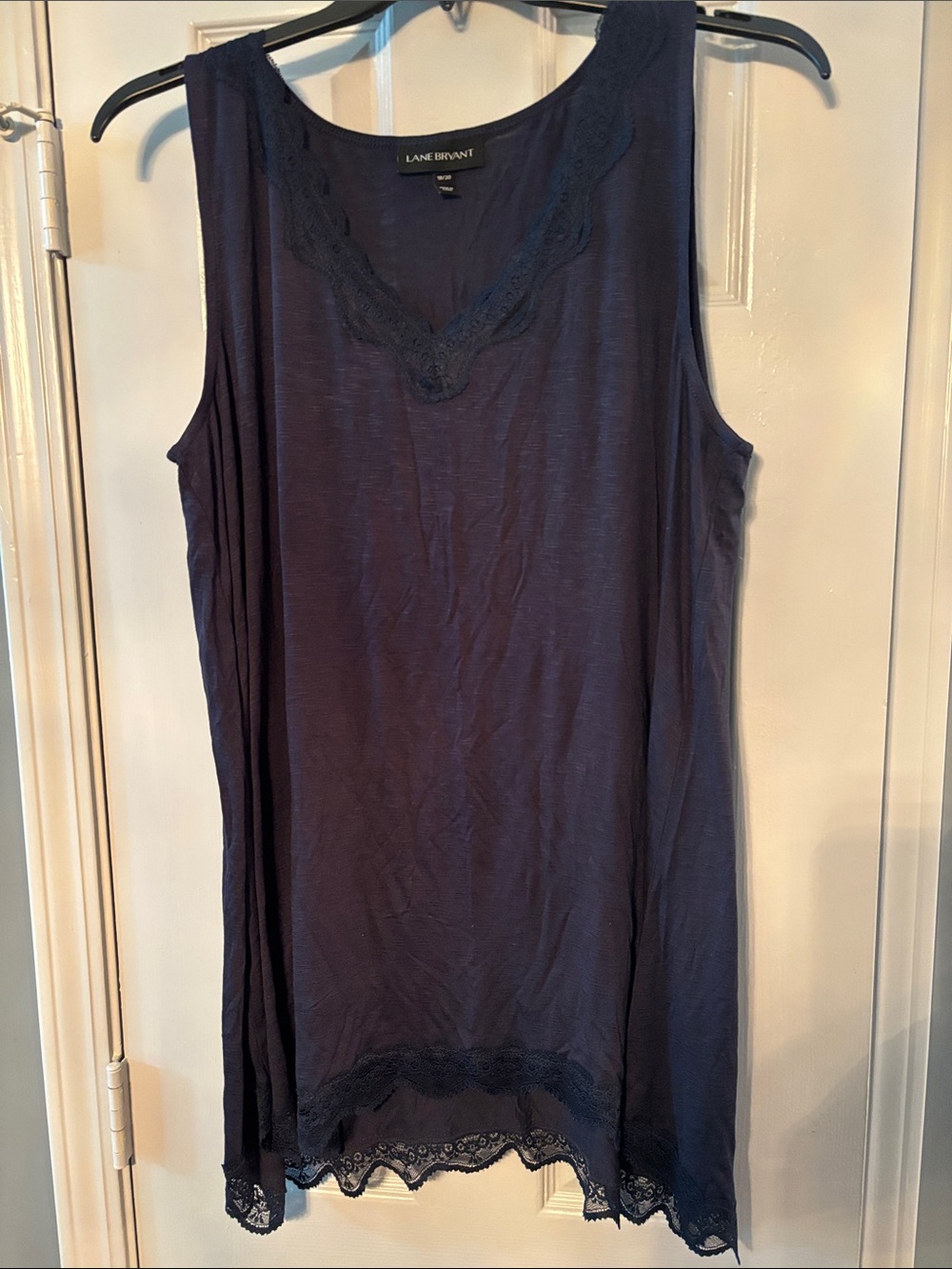 Lane Bryant Navy Lace-Trim Tank Top
